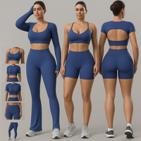 Conjunto Deportivo de 5 Piezas para Mujer de Alta Calidad, Bra Deportivo, Leggings Transpirables, Ecológicos, de Secado Rápido, Top Corto de Cintura Alta y Chaqueta