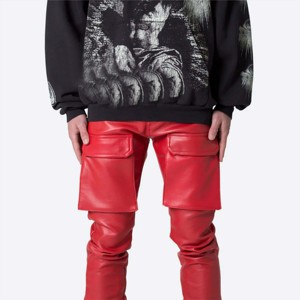 Pantalon cargo en cuir à la mode pour hommes-Durable, confortable et idéal pour un usage quotidien et des aventures robustes - Product Image 1