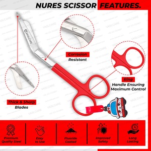 Red Nurse <b>Scissors</b> with Cute Ambulance Doll Keyring Blunt Tip & <b>Sharpened</b> Blades Medical <b>Scissors</b> Bandage <b>Scissors</b> Vaslcare - Product Image 3
