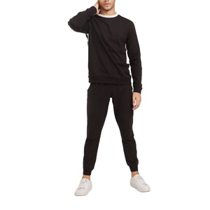 Ensemble de survêtement léger en coton à col rond pour homme, vêtements de sport d'hiver écologiques, pantalon de jogging avec options personnalisables, prix inclus - Product Image 2