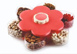 Hexa dryfruit <b>tray</b> serving dish purple printed <b>plastic</b> premium quality 9 inch oval made in india catering office home cafe - Product Image 6