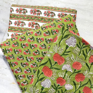 Tissu de coton 100% imprimé à la main fabriqué à la main indien tissu de coton imprimé à la main respirant traditionnel écologique - Product Image 1