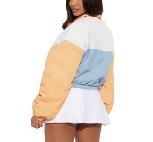Custom Nylon <b>Women</b> Windbreaker <b>Jacket</b> Quick Dry Color Block Breathable Elastic Cuffs <b>Lightweight</b> <b>Women</b> Crop Top <b>Summer</b> <b>Jacket</b> - Product Image 2