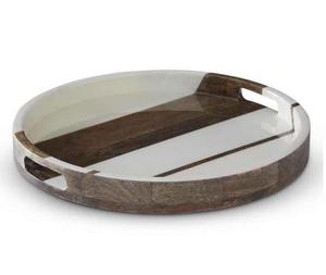 Plateau de service en bois et résine fait à la main, compatible micro-ondes, léger, luxueux, pour le Ramadan, les mariages, décoration, plateau à nourriture, plateau à café, vente en gros OEM/ODM - Product Image 4