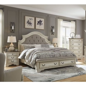 ホテルプロジェクト用に手作りされた<span class=keywords><strong>2</strong></span>つの引き出し付きのキングベッドクラシック白いアンティーク釉薬塗装色-無垢材のマホガニー家具 - Product Image 3