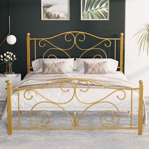 Cadre de lit en laiton de style classique avec motifs gravés à la main pour une décoration intérieure intemporelle de la chambre à coucher - Product Image 5