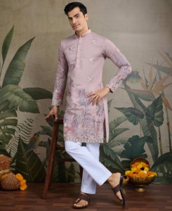 บอลลีวู้ดรอยัลเฮอริเทจหรูหราพรีเมี่ยม indo ตะวันตก sherwani-ดีไซเนอร์ชุดชาติพันธุ์สำหรับผู้ชายการต้อนรับงานแต่งงานงานหมั้น - Product Image 1