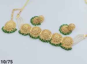 JOYERÍA DE COBRE TRADICIONAL Y DE MODA INDIA CONJUNTO DE JOYERÍA DE BODA NOVIA PARA MUJER CONJUNTO DE PENDIENTES Y COLLAR - Product Image 3