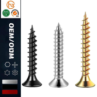 Vis autotaraudeuse à tête plate en acier inoxydable, acier au carbone, zinguée noire, vis dorée, vis à bois, fixation métallique pour meubles