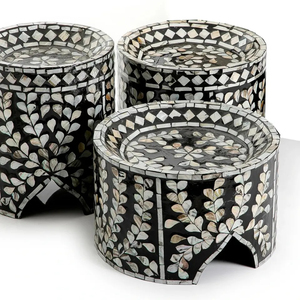 Plateau de serveur de chocolat fait à la main MOP Work Lot de 3 incrustations bleues idéales pour les supports de gâteaux de mariage de la plus haute qualité d'Inde - Product Image 5