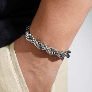 Pulsera de Cuerda Moderna de 10MM con Acabado Plateado, Chapada en Oro de 14K y 18K, Regalo Perfecto para Él o Ella - Product Image 5