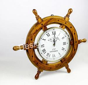 Decorative Wooden <b>Ship</b> Wheel Brass <b>Clock</b> in Nautical Item Best Selling Nautical <b>Clock</b> Impressive Price - Product Image 2