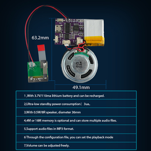 Programable Recargable 4M Memoria Altavoz de música de 4 minutos y módulo de sonido para tarjeta de felicitación - Product Image 3