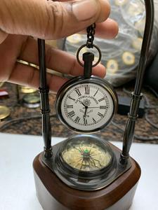 Horloge nautique et boussole en laiton vintage antique artisanat en métal poli avec impression numérique pour les collectionneurs de décoration intérieure - Product Image 3