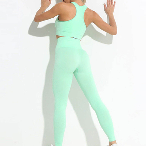 Custom Logo Women's Yoga Set Quick Dry Breathable <b>Leggings</b> <b>with</b> Logo on Waist New Design - Product Image 5