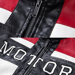 Chaquetas de moto de carreras de piel sintética con cuello levantado para hombre, chaqueta cortavientos transpirable para hombre - Product Image 6