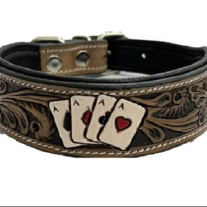 Élégant collier de luxe pour petit chien personnalisé en cuir indien doux huilé NDM motif solide rembourré durable digne de confiance indien - Product Image 1