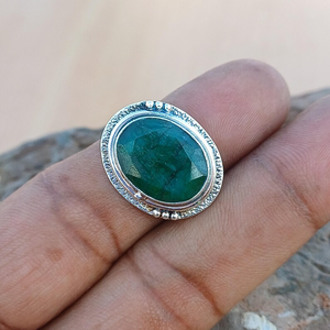 Beautiful Natural <b>Emerald</b> Gemstone <b>Ring</b> for Women Solid 925 Sterling <b>Silver</b> Handmade Bohemian Jewelry Wholesale - Product Image 6