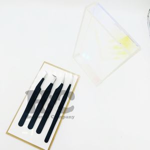 Pinzas nuevas, pinzas negras, logotipo privado, pinzas de extensión de pestañas negras de acero inoxidable, embalaje sostenible, visón de acero inoxidable - Product Image 4