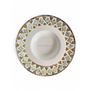 Assiette de présentation de luxe en nacre avec cœur en bambou du Vietnam pour une décoration de table élégante - Product Image 2