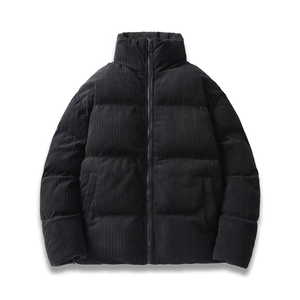Veste matelassée d'hiver pour hommes personnalisée OEM Bulle lâche épaisse chaude imperméable en velours côtelé tricoté rembourré Jacect - Product Image 3