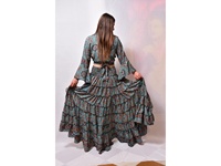 Ensemble jupe et haut court décontracté pour femmes, imprimé estival, coupe ample, tissu en soie écologique, séchage rapide, motif tissé, col en V, vacances
