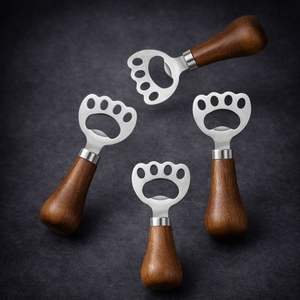 Carved Wooden Handle <b>Bottle</b> <b>Opener</b> with Stainless Steel Head Textured Ergonomic Grip Durable Premium <b>Bar</b> Tool for Home Party Use - Product Image 6