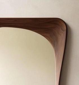 Miroir mural rond en bois de noyer artisanal de qualité supérieure, style Art déco, écologique, léger, moderne, asymétrique, prix abordable - Product Image 2