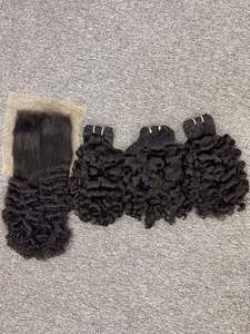 Conjunto completo de extensiones de cabello humano rizado birmano vietnamita de la mejor calidad y cierre de encaje HD - Product Image 3