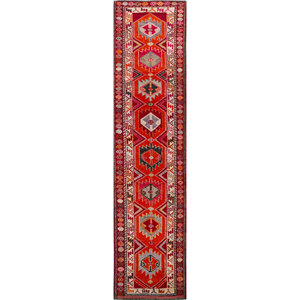 Nuray Hand Knotted Wool <b>Rugs</b> in Red & Orange Geometric Pattern Pae-3159 for Home Use - Product Image 1