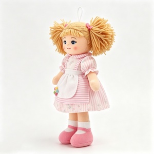customized <b>twin</b> pigtail cloth <b>doll</b>, pink striped floral apron <b>doll</b>,stuffed girl,fabric plush ornament,Mini hanging rag <b>doll</b> - Product Image 2
