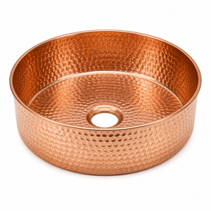 DIVRIS Lavabo en cuivre fait main, vasque simple à poser sur comptoir, surface martelée mate rustique, modèle NJC-2018 - Product Image 1
