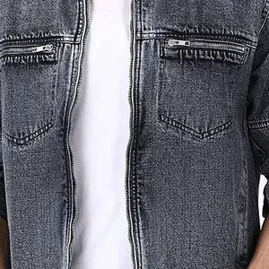 Chaqueta para Hombre, Azul, Lavado Ácido, Estilo Denim, Cuello Alto, Casual, Streetwear, Cierre de Botones, Venta al por Mayor, OEM - Product Image 6