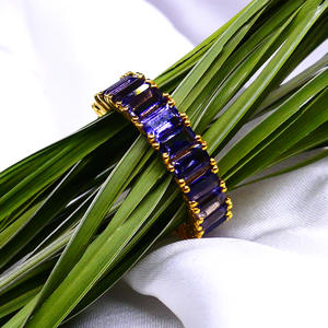 Anillo de banda completa ajustable de Plata de Ley 925 chapado en oro atractivo amatista piedra preciosa estilo clásico boda fiesta joyería fina - Product Image 4