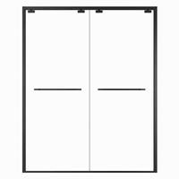 Cabine de douche sur mesure en verre trempé avec cadre en acier inoxydable sans cadre, 2 portes coulissantes, séparation humide/sec, salle de bain simple
