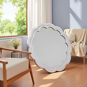 Handcrafted Wall <b>Mirror</b> with Grey Painted Distressed Carved <b>Wooden</b> <b>Frame</b> Decorative Accent <b>Mirror</b> <b>Frame</b> for Living Room Bedroom - Product Image 4