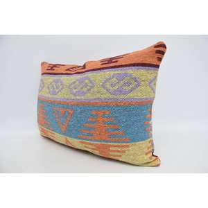 Oreiller traditionnel en laine orange 16x24 pouces motif géométrique de feuilles vintage tissé Accent de luxe pour canapé pour Noël - Product Image 4