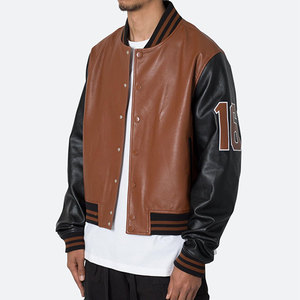 OEM Men's Varsity <b>Jacket</b> Stand Winter Clothes Custom Embroidered Logo Leather <b>Baseball</b> <b>Bomber</b> <b>Jacket</b> - Product Image 2