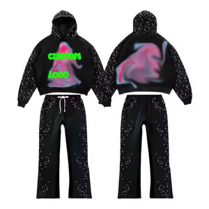 ชุดวอร์มผู้ชายแบบมีฮู้ด ดีไซน์ล่าสุด ขายดีที่สุด แบรนด์ส่วนตัว ตกแต่งด้วยคริสตัล ระบายอากาศได้ดี รับผลิตตามแบบ - Product Image 1