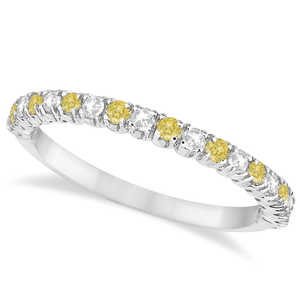 Anillo de Bodas de Oro Blanco de 14K con Diamantes Amarillos y Blancos de 0.50ct, Joyería de Diamantes - Product Image 4
