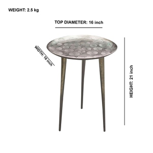 Round Shape Steel Light <b>Grey</b> Aluminum 3 Leg Side Table for Home Decor and Planter <b>Stool</b> for Indoor Manufacturer Indian Factory - Product Image 2