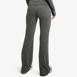 Vente en gros Vêtements décontractés Pantalons athlétiques de yoga sans cordon de serrage Pantalons de sport évasés à jambes larges de couleur unie de taille haute - Product Image 2