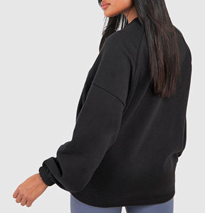 Sweat-shirts à demi-zip surdimensionnés en molleton 100% coton, style nouveau, poches kangourou, logo imprimé personnalisé, manches longues, pulls pour femmes - Product Image 5