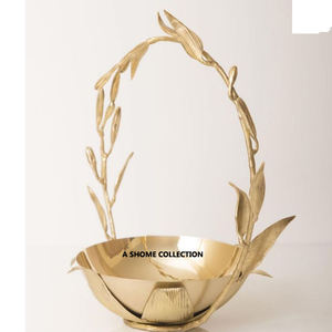 Admirable oro frondoso forma de flor diseño Soporte redondo de acero inoxidable Metal conjunto de 2 Hogar y centros turísticos quemador de incienso - Product Image 6