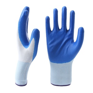 Guantes de trabajo de seguridad sumergidos en Espuma Azul Guantes de trabajo de látex de doble capa resistentes a pinchazos Algodón Nylon para trabajo de jardín de construcción - Product Image 2