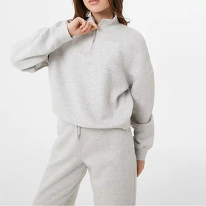 เสื้อฮู้ดดี้ผู้หญิงสำหรับฤดูหนาวแบบมืออาชีพ พิมพ์ลาย 3 มิติ บริเวณโลโก้ด้านหน้า ผ้าฟลีซ สตรีทแวร์ ทรงหลวมไหล่ตก - Product Image 1