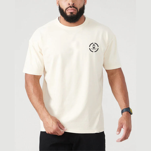 T-shirt d'entraînement de gymnastique surdimensionné en coton pour hommes, vêtements de fitness vierges personnalisés de haute qualité - Product Image 4
