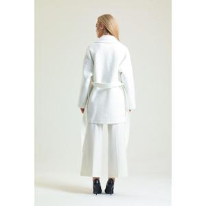Cappotto corto con cintura corta da donna Ecru - Product Image 3