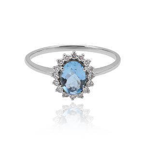 Más hermoso corte ovalado Azul zafiro piedra preciosa anillo de plata esterlina 925 circón brillante CZ anillo de boda de compromiso - Product Image 5