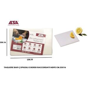 White HDPE Bar Cutting Board 25x17 cm with <b>Corners</b> and Connected Edges for Chopping - Product Image 1